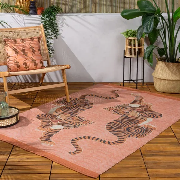 Tiger Coral Washable Indoor Outdoor Rug
